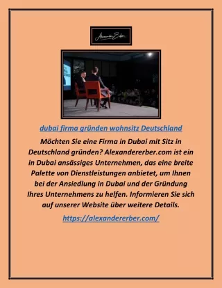 dubai firma gründen wohnsitz Deutschland