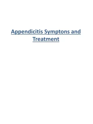 appendicitis symptons and treatment