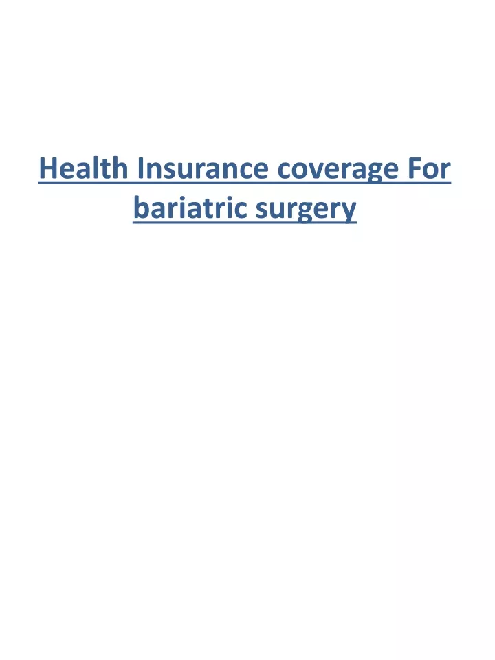 health insurance coverage for bariatric surgery