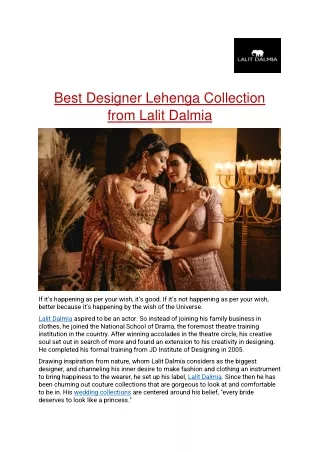 Best Designer Lehenga Collection Lalit Dalmia pdf