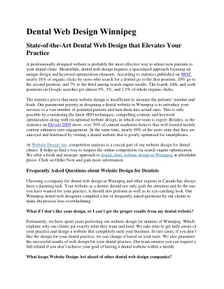 Dental Web Design Winnipeg