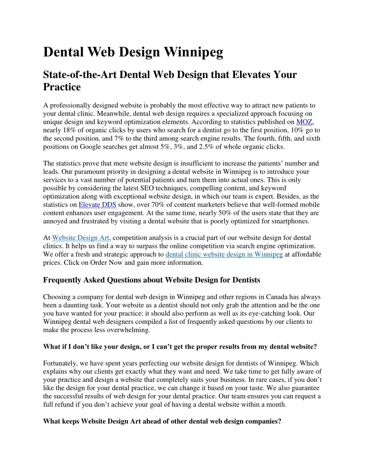 dental web design winnipeg