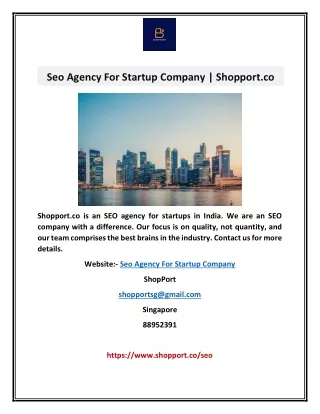 Seo Agency For Startup Company | Shopport.co