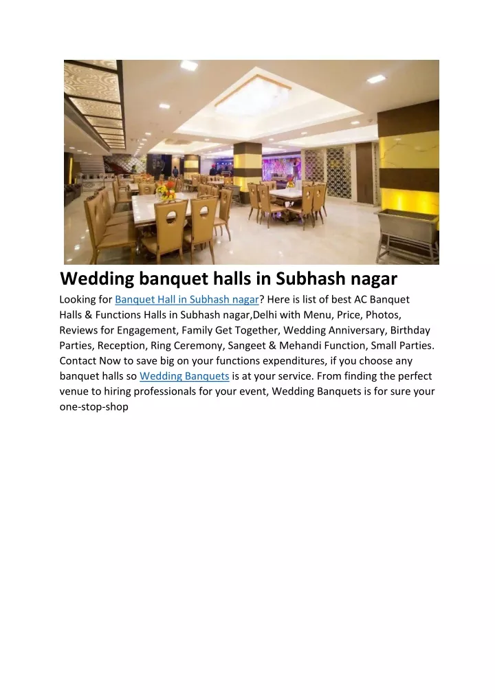 wedding banquet halls in subhash nagar looking