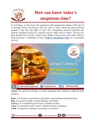 how can know today s auspicious time