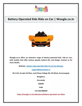 Battery Operated Kids Ride on Car | Woogle.co.in