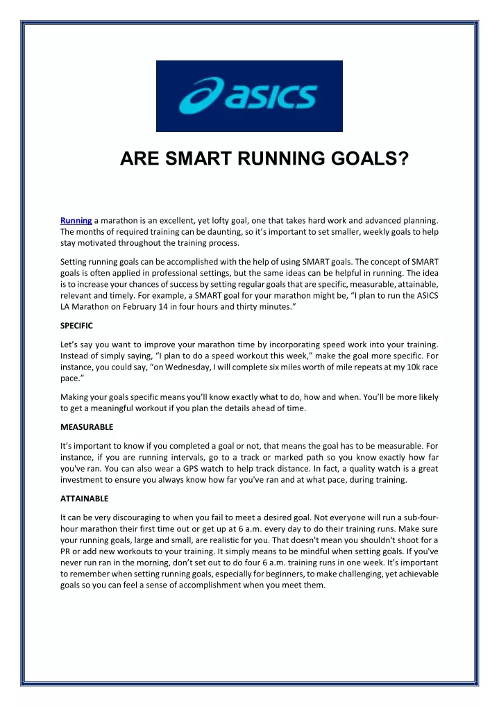 what are smart running goals