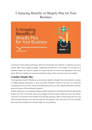 5 Amazing Benefits of Shopify Plus for Your Business