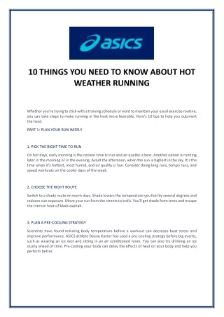 10 things you need to know about hot weather