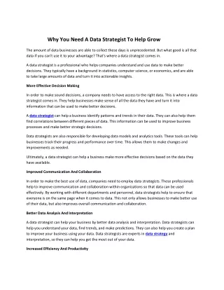 why you need a data strategist to help grow