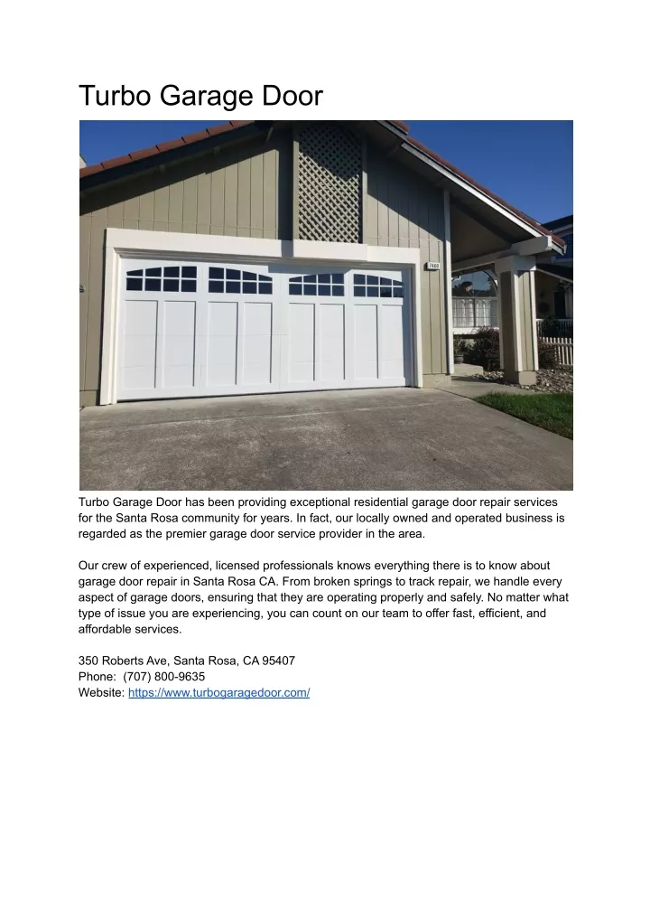 turbo garage door