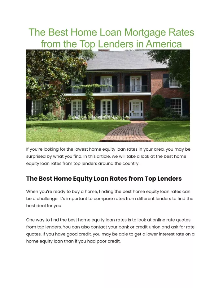 the best home loan mortgage rates from