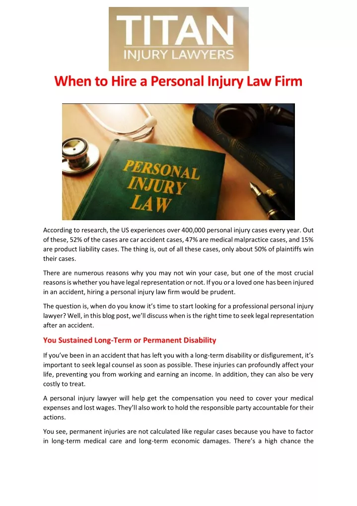 when to hire a personal injury law firm