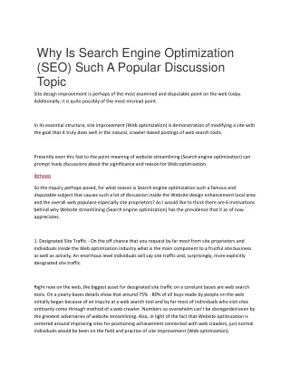 why is search engine optimization seo such