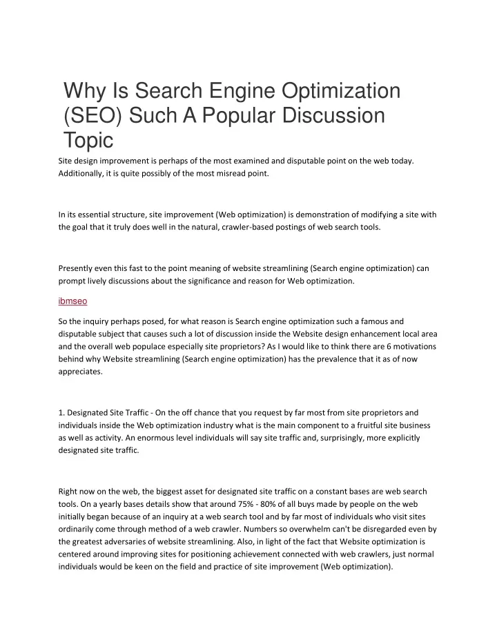 why is search engine optimization seo such