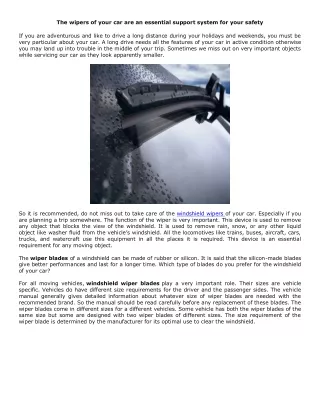 the wipers of your car are an essential support