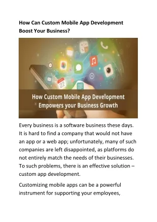 How Can Custom Mobile App Development Boost Your Business ?