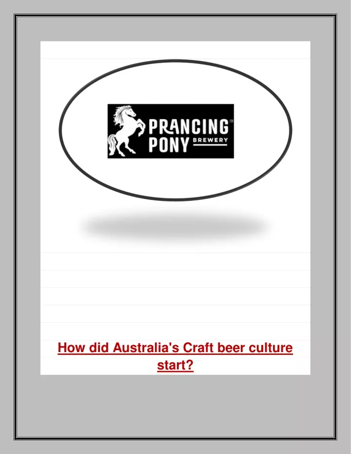 how did australia s craft beer culture start