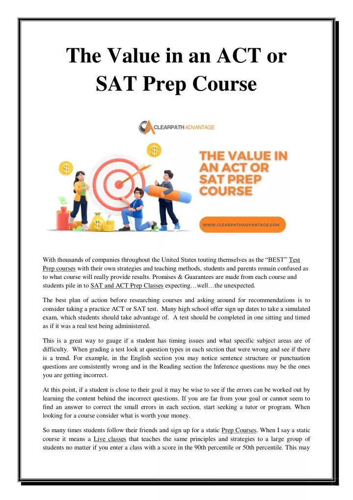 the value in an act or sat prep course