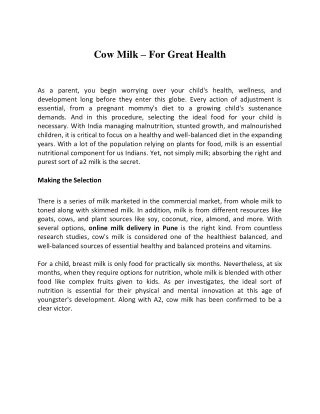 Cow Milk – For Great Health pdf