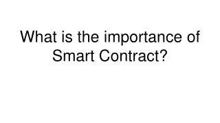 what is the importance of smart contract