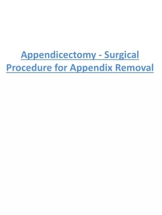 appendicectomy surgical procedure for appendix removal