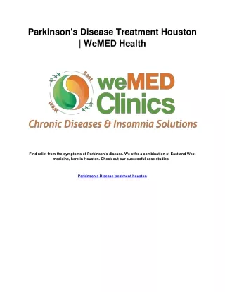 parkinson s disease treatment houston wemed health