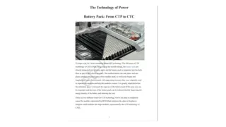 The Technology of Power   Battery Pack: From CTP to CTC