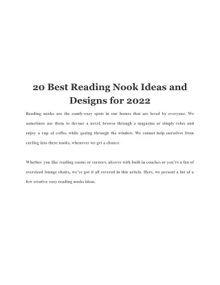 20 best reading nook ideas and designs for 2022