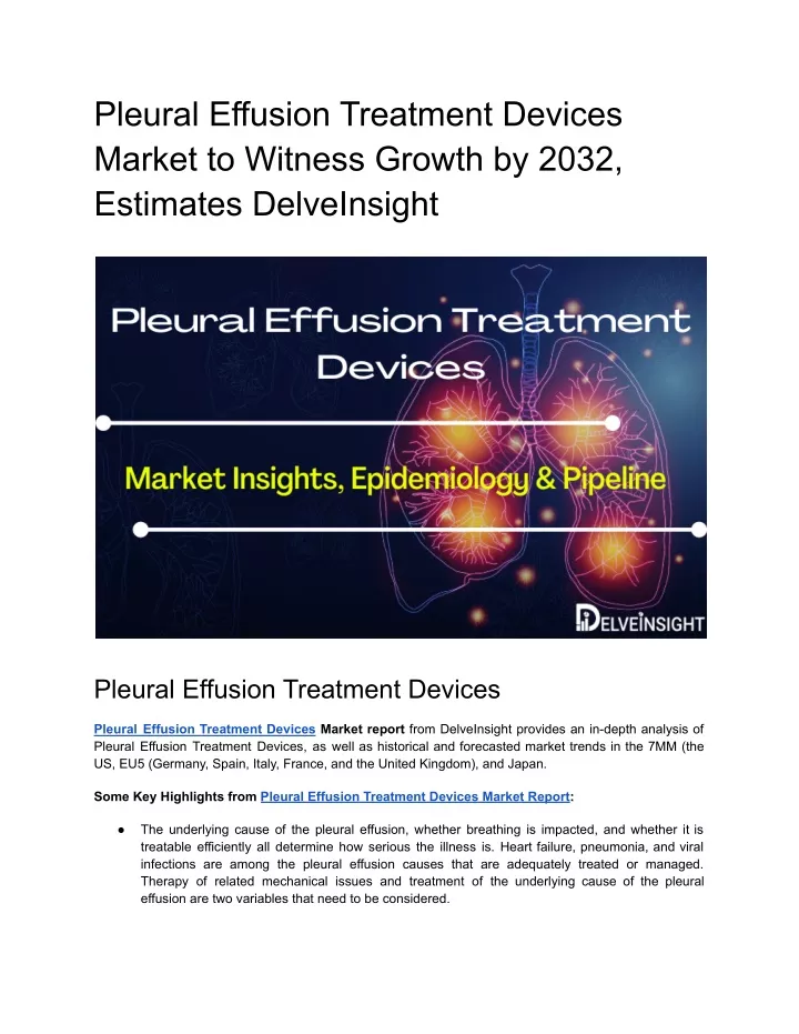 pleural effusion treatment devices market