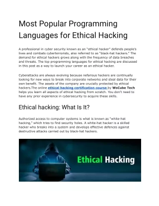 Most Popular Programming Languages for Ethical Hacking