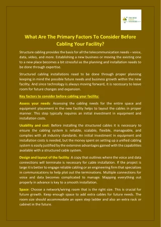 what are the primary factors to consider before