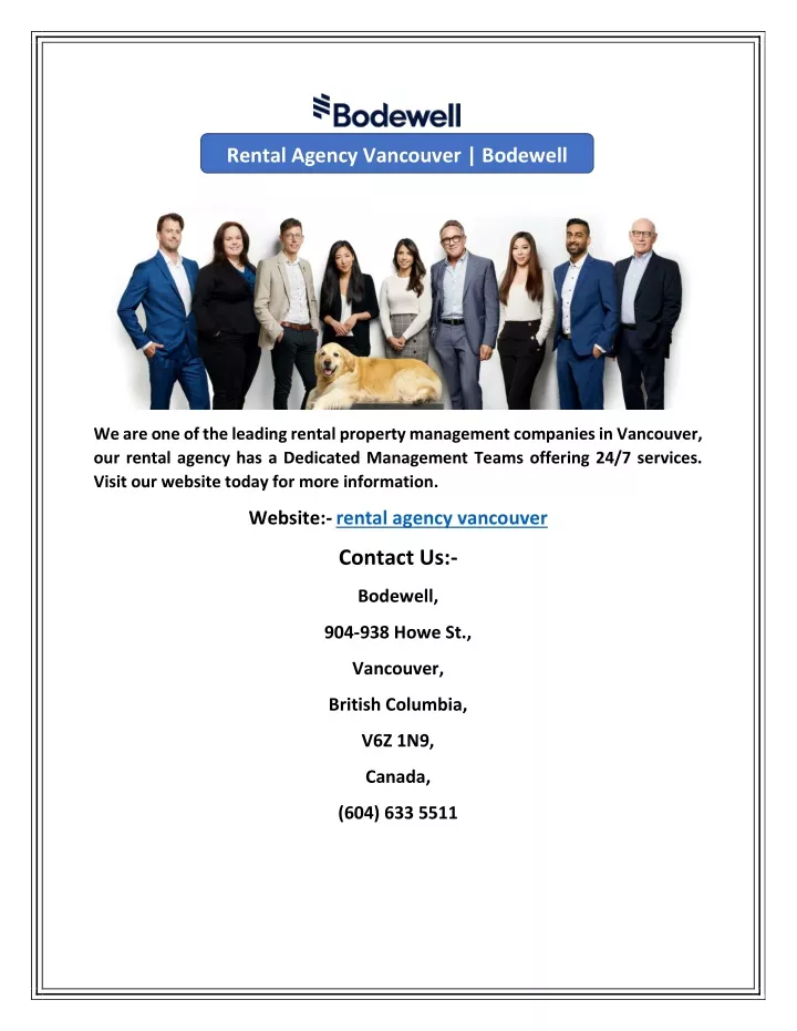 rental agency vancouver bodewell