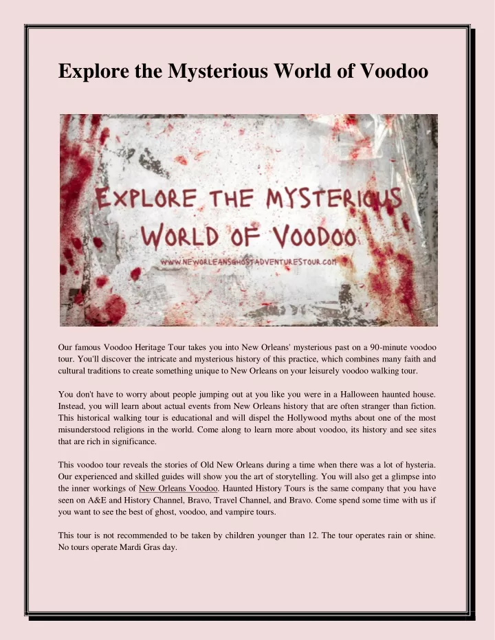 explore the mysterious world of voodoo