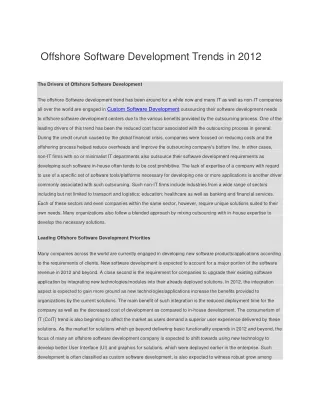 Offshore Software Development Trends in 2012