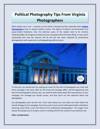 Political Photography Tips From Virginia Photographers