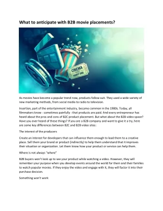 What to anticipate with B2B movie placements