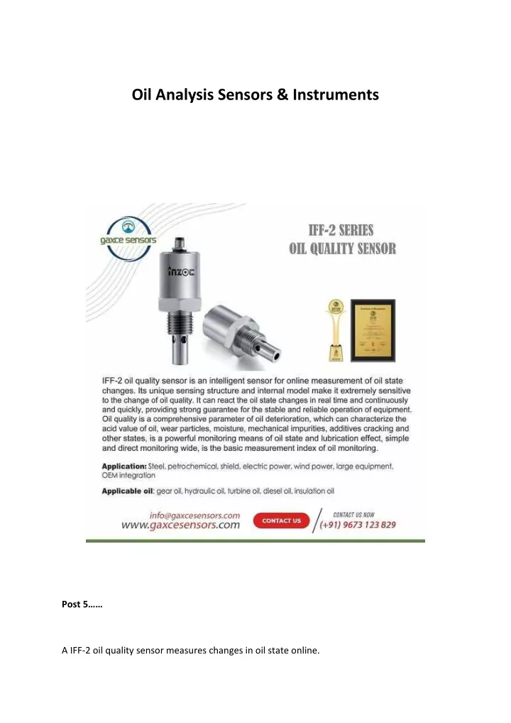 oil analysis sensors instruments