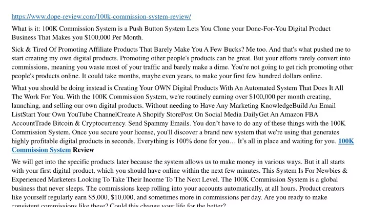 https www dope review com 100k commission system