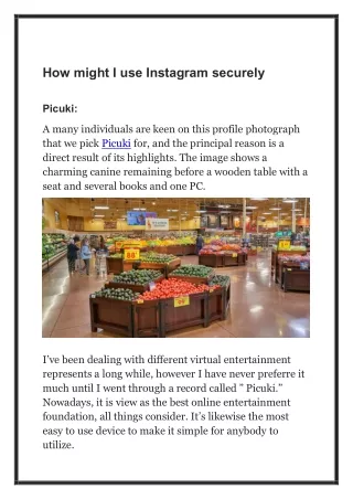 How might I use Instagram securely Picuki: