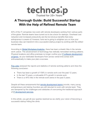 A Thorough Guide_ Build Successful Startup With the Help of Refined Remote Team