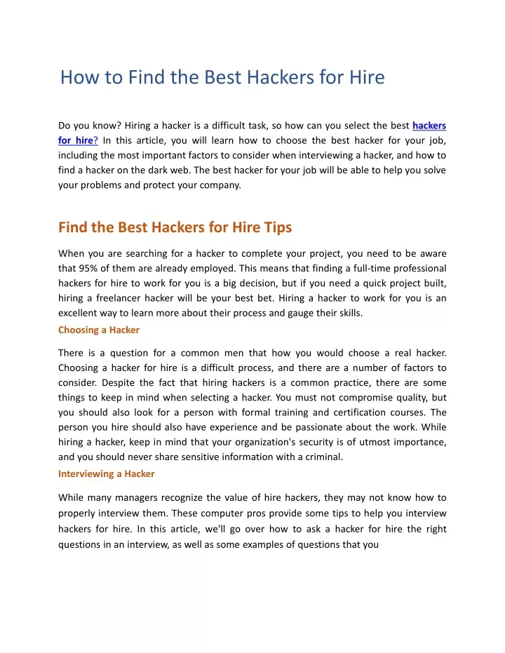 how to find the best hackers for hire