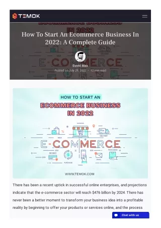 How To Start An Ecommerce Business In 2022 A Complete Guide