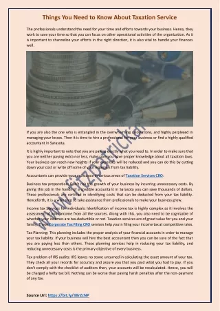things you need to know about taxation service