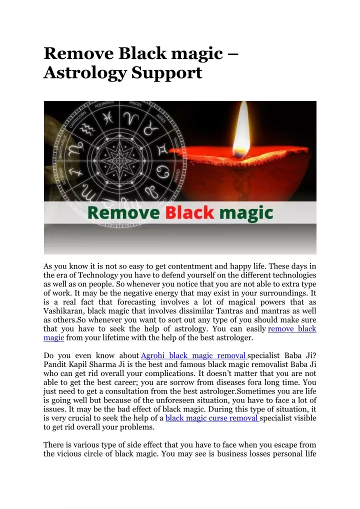 remove black magic astrology support