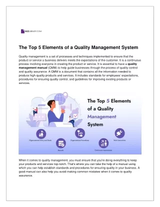 The Top 5 Elements of a Quality Management System | Bizzlibrary