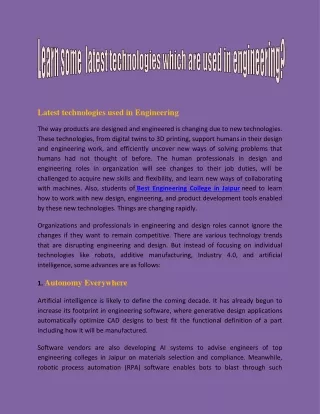 latest technologies used in engineering