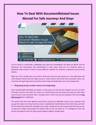 With DocumentRelated Issues Abroad For Safe Journeys And Stays