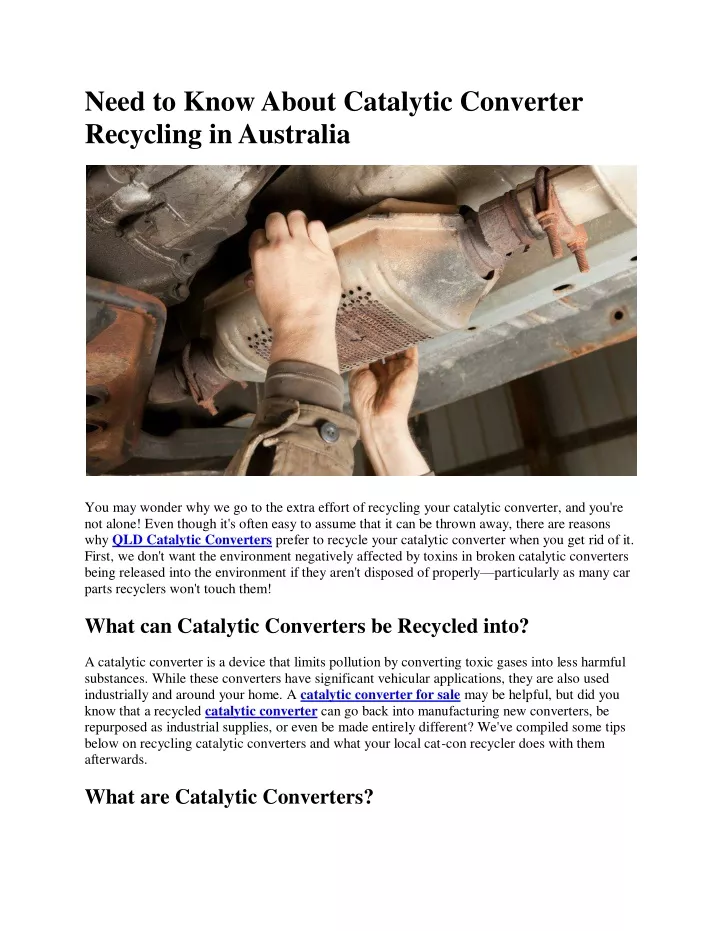 need to know about catalytic converter recycling