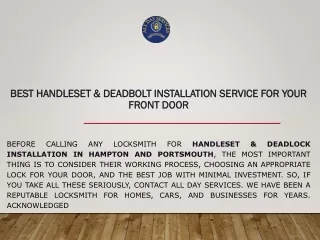 Best handleset & deadbolt installation service for your front door.